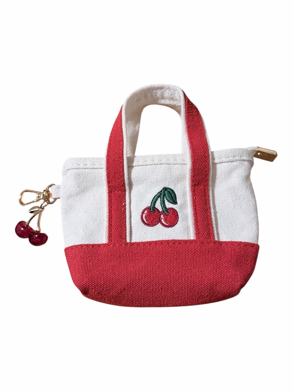 Rockn Beauty Cherry Canvas Mini Tote Bag Charm Keychain
